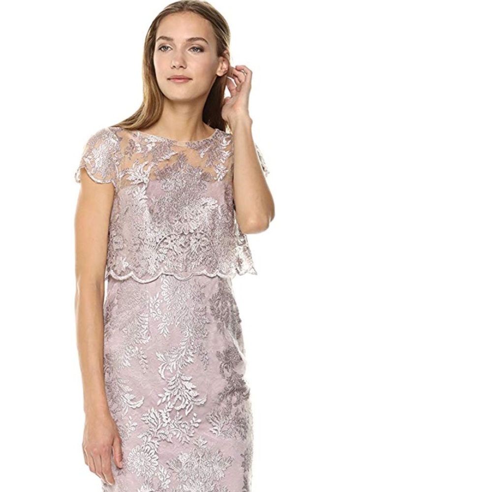 Adrianna Papell Metallic Embroidered Popover Dress